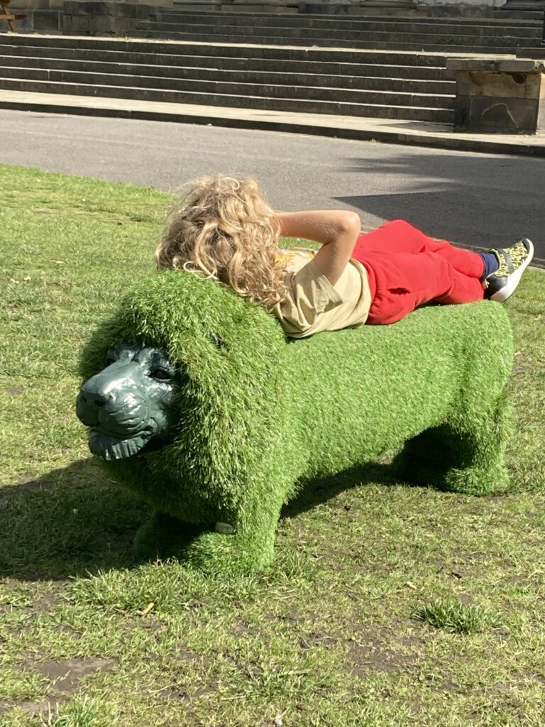 Grass sculptures outside the Castle Museum, York